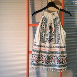 Embroidered Halter Tank